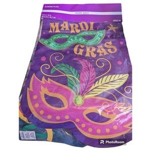 Garden Flag Mardi Gras Masquerade Mask 12"x 18" Fabric. With Streamers on Back.